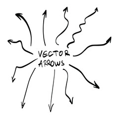 Set of rough hand drawn, grunge, handmade elements arrows, waypoints isolated on white background EPS Vector