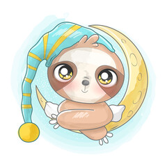 Beautiful sloth on the moon