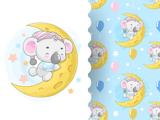Cute koala on the moon