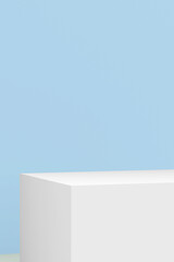 white box on blue background