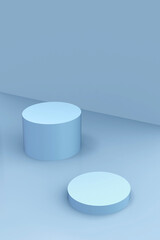empty podium on blue background.