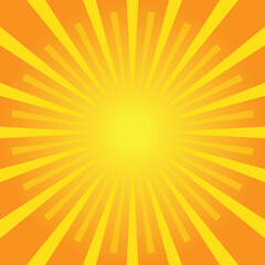 Sunburst retro sun rays yellow background. vector illustration