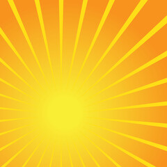 Sunburst retro sun rays yellow background. vector illustration