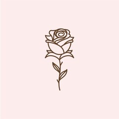 Fototapeta na wymiar Rose flower line logo icon vector template.