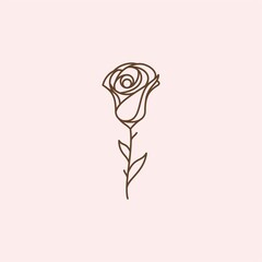 Rose flower line logo icon vector template.
