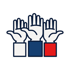 three hands up icon, line and fill style