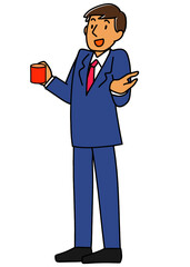 コーヒー片手に立ち話をするビジネスマン