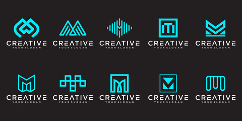 Set of creative letter M logo design inspiration. icons for business of luxury, elegant, simple.