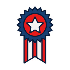 decorative ribbon with usa flag design, line and fill style