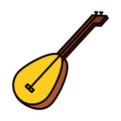 traditional turkish guitar icon, line and fill style