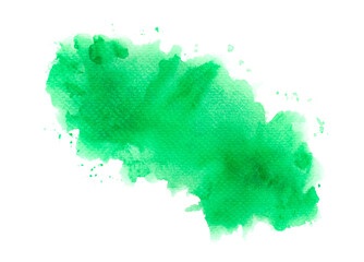 green watercolor splashes of paint on paper.