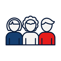 pictogram people icon, line and fill style