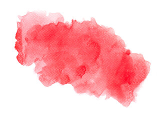 red watercolor paint of splashes on white paper.