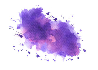 purple watercolor splashes of paint on paper.