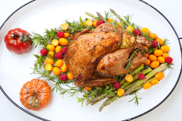 Citrus Glazed Thanksgiving Turkey on White Tray