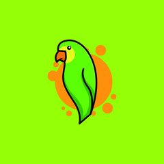 parrot bird logo. parrot logo isolated on green background. green parrot icon.