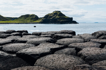 Fototapeta na wymiar The magical basalt columns found in Northern Ireland make a magical landscape in Giant's Causeway