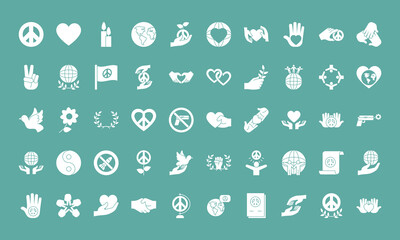 peace icon set, silhouette style