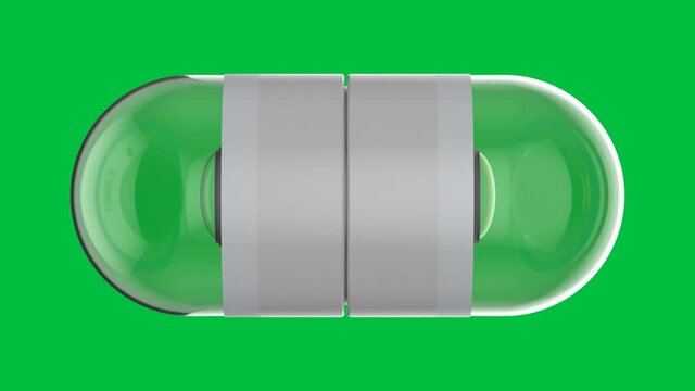 3d rendering capsule endoscopy isolated on green screen 4k footage