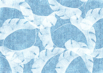 denim fabric with leaf pattern