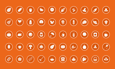 autumn icon set, block style