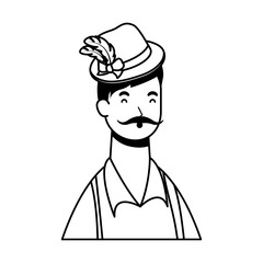 german man wearing tyrolean suit character line style
