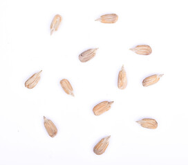 Healthy sun-flower seeds  isolated on white background.