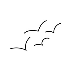 Fototapeta premium Hand drawn isolated vector icon, six seagull birds flying. Minimal design elements. Sketch for business identity, branding, web design.