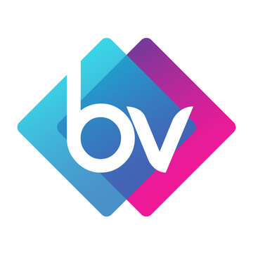 Letter BV logo with colorful geometric shape, letter combination logo design for creative industry, web, business and company.