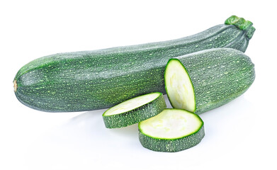 Fresh zucchini isolated on white background.
