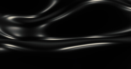3d illustration Background of black waves, streaks of light and shiny surfaces, glistening, abstract shapes. For an elegant advertisement