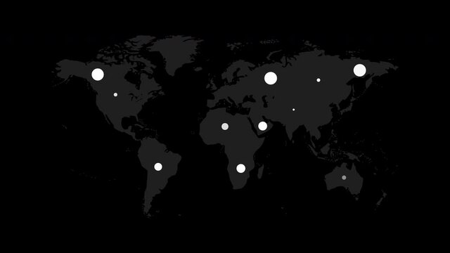Animation of white dot flashing select point on country on world map