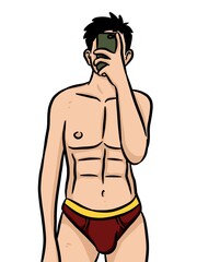 Fototapeta premium cartoon cute man on white background