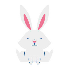 cute easter little rabbit seated character