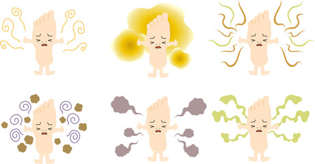 Anthropomorphic illustration of Really stinky soles set