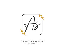 A S AS Initial letter handwriting and signature logo. A concept handwriting initial logo with template element.