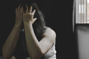 Women in catch the iron prison, Human trafficking concept, human rights violations,