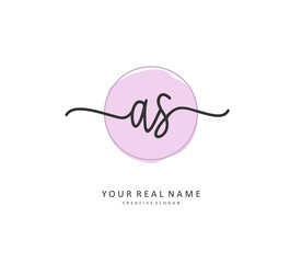 A S AS Initial letter handwriting and signature logo. A concept handwriting initial logo with template element.