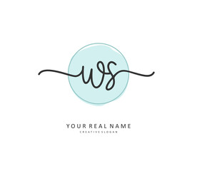 W S WS Initial letter handwriting and signature logo. A concept handwriting initial logo with template element.