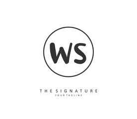 W S WS Initial letter handwriting and signature logo. A concept handwriting initial logo with template element.