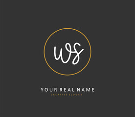 W S WS Initial letter handwriting and signature logo. A concept handwriting initial logo with template element.