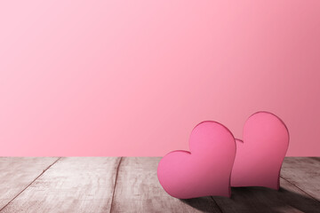 Pink heart on the table