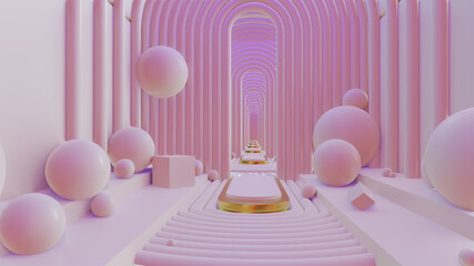 3D illustration Background for advertising and wallpaper in architecture and building scene. 3D rendering in decorative concept.
