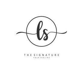 L S LS Initial letter handwriting and signature logo. A concept handwriting initial logo with template element.