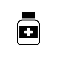 Medicine bottle icon. Medicine Drug bottle. Web design icon. Pharmacy drug icon. Health care icon. Pharmaceutical bottle Vector EPS