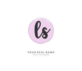 L S LS Initial letter handwriting and signature logo. A concept handwriting initial logo with template element.