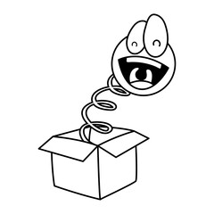 crazy emoji face in surprise box fools day line style icon