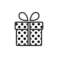 Illustration of gift box icon o background. Christmas gift icon illustration vector symbol. Present gift box icon. Package in gift wrap, vector eps 10 box icon