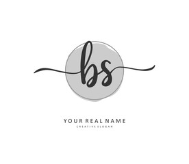 B S BS Initial letter handwriting and signature logo. A concept handwriting initial logo with template element.