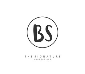 B S BS Initial letter handwriting and signature logo. A concept handwriting initial logo with template element.